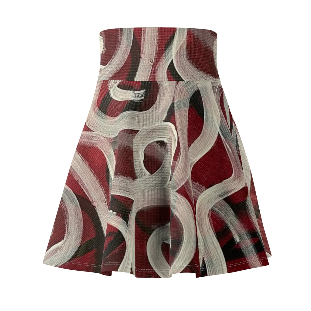Abstract Burgundy Swirl Skater Skirt