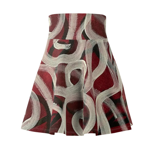 Abstract Burgundy Swirl Skater Skirt