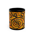 Abstract Swirl Black Coffee Mug – Vibrant Orange & Black Artistic Ceramic (11oz, 15oz)