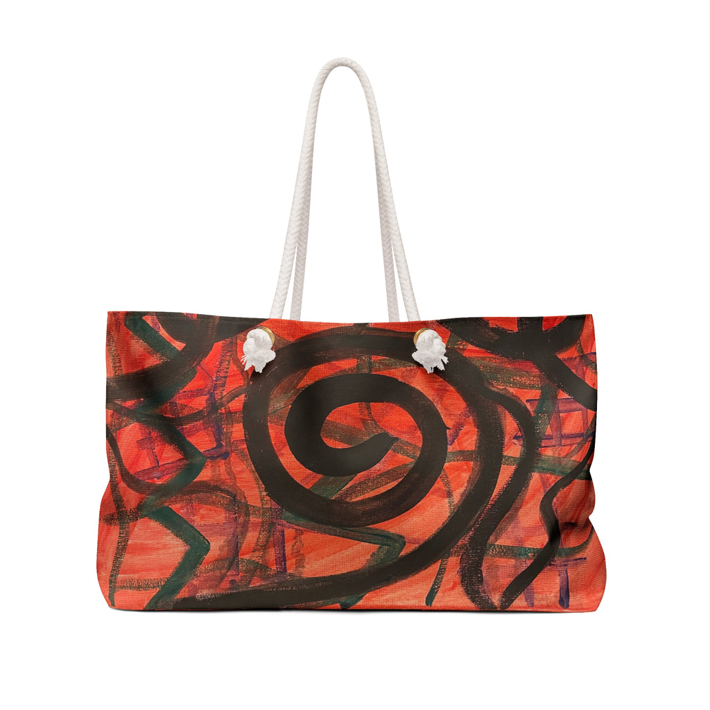 Abstract Red Spiral Weekender Bag