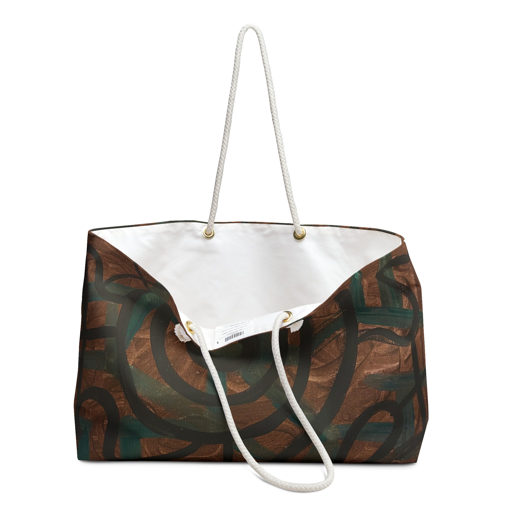 Abstract Earth-Tone Weekender Bag — Spiral Tribal Travel Tote