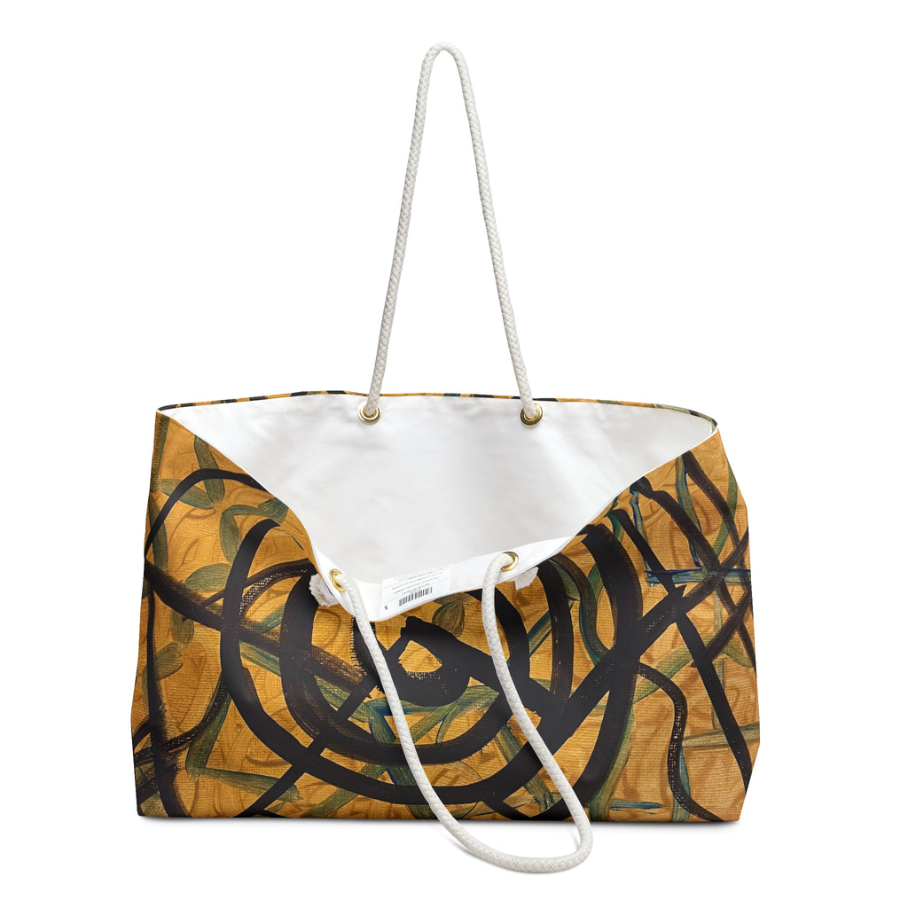 Abstract Spiral Canvas Weekender Bag — Boho Beach & Travel Tote