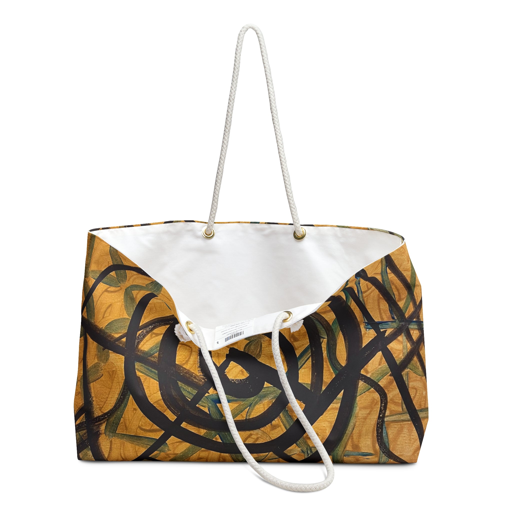 Abstract Spiral Canvas Weekender Bag — Boho Beach & Travel Tote