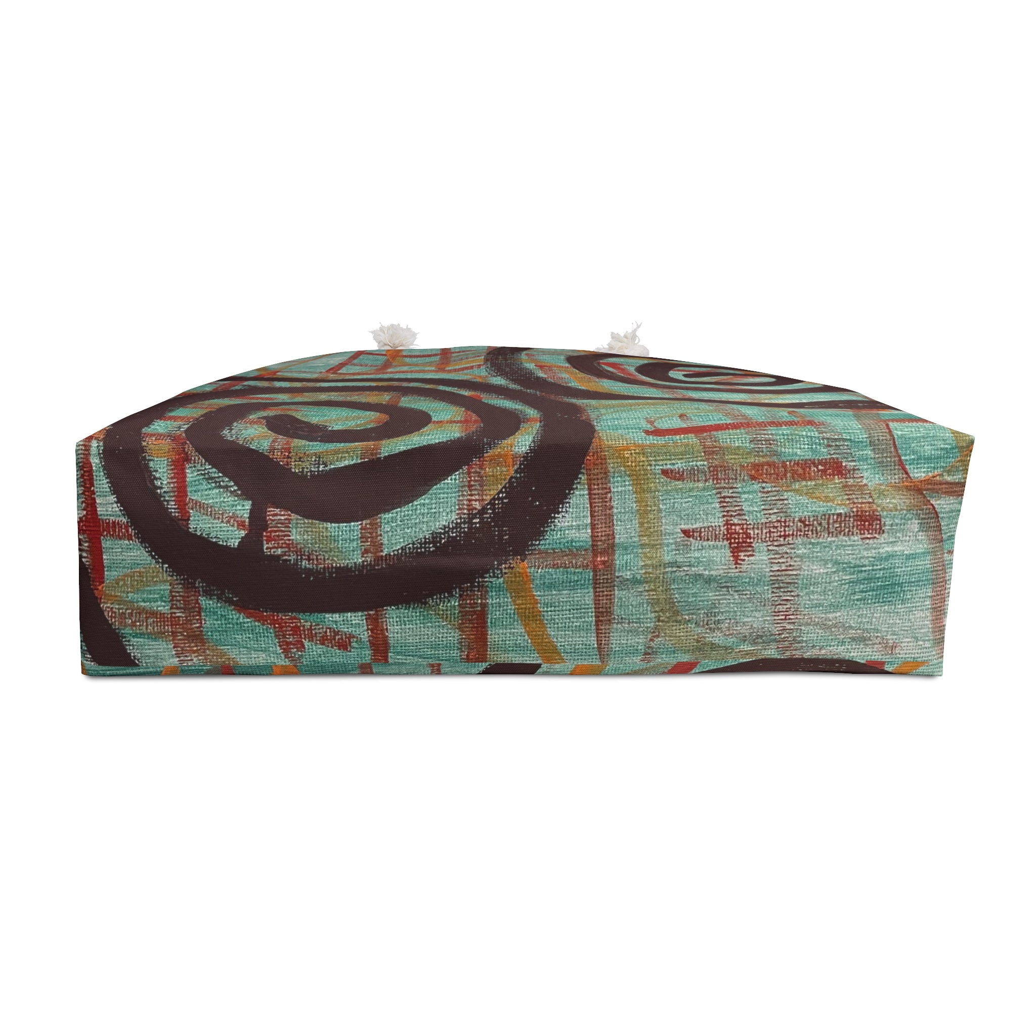 Abstract Spiral Weekender Bag - Turquoise Boho Travel Tote