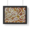 Abstract Swirl Horizontal Framed Poster — Earthy Brown & White Wall Art