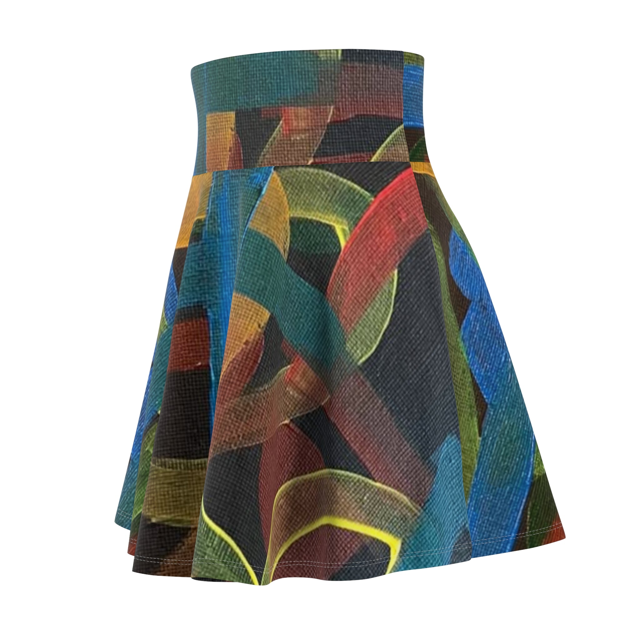 Abstract Colorful Loop Print Skater Skirt