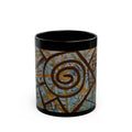 Abstract Spiral Art Black Mug — Modern Geometric Coffee Cup (11oz & 15oz)