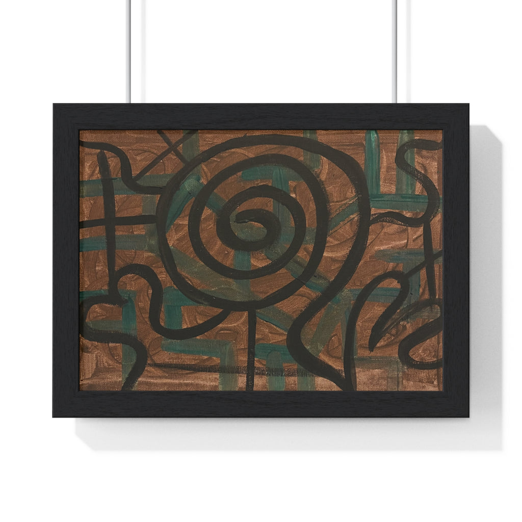 Abstract Spiral Line Framed Poster — Earth Tone Modern Wall Art