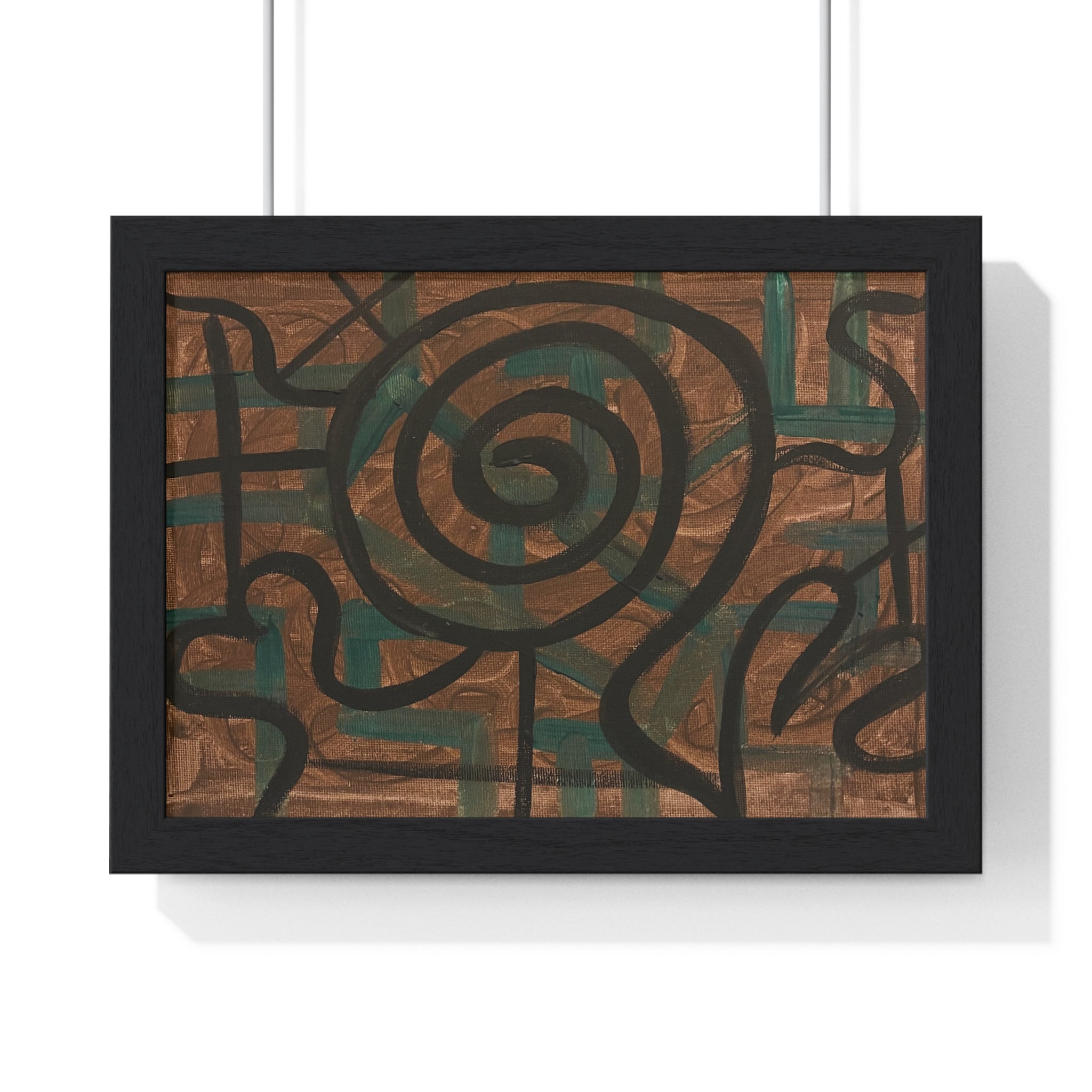 Abstract Spiral Line Framed Poster — Earth Tone Modern Wall Art