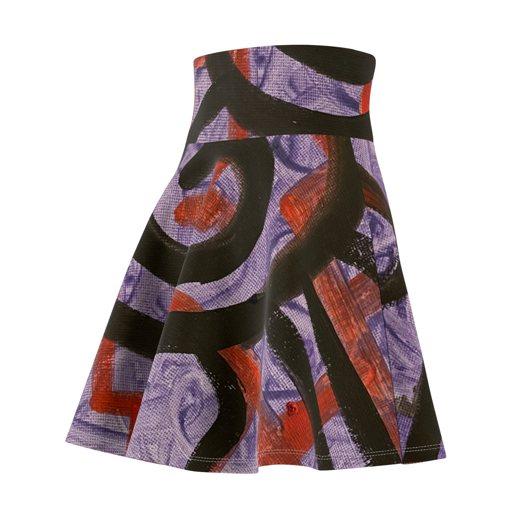 Abstract Graffiti Skater Skirt — Purple & Red Urban Art Print
