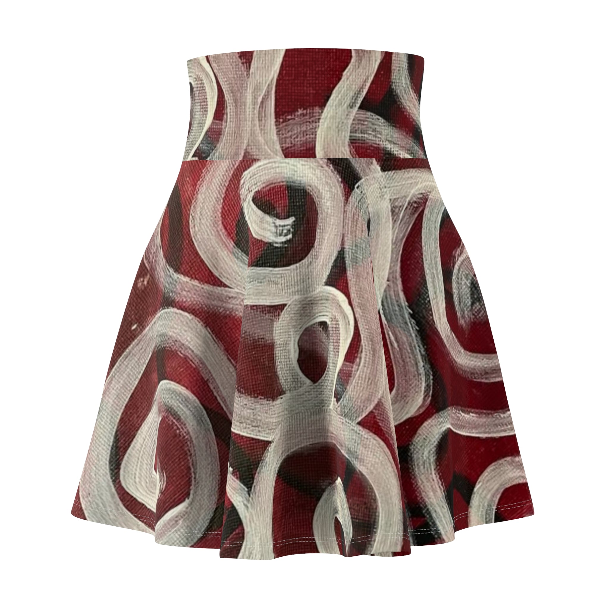 Abstract Burgundy Swirl Skater Skirt