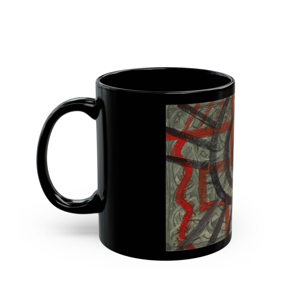 Abstract Spiral Art Coffee Mug — Black Ceramic 11oz/15oz
