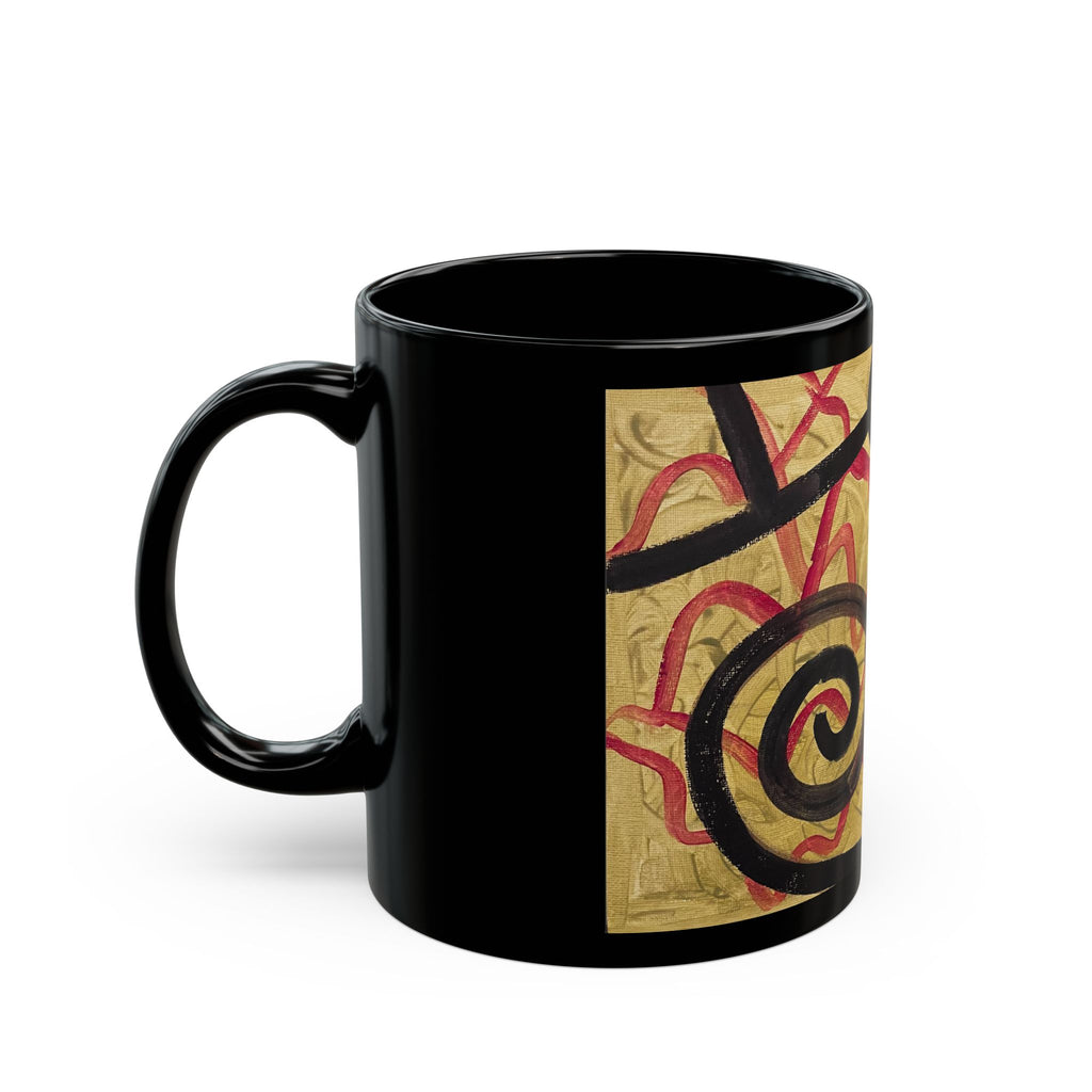 Abstract Gold & Red Art Ceramic Mug — Modern Swirl Design (11oz/15oz)