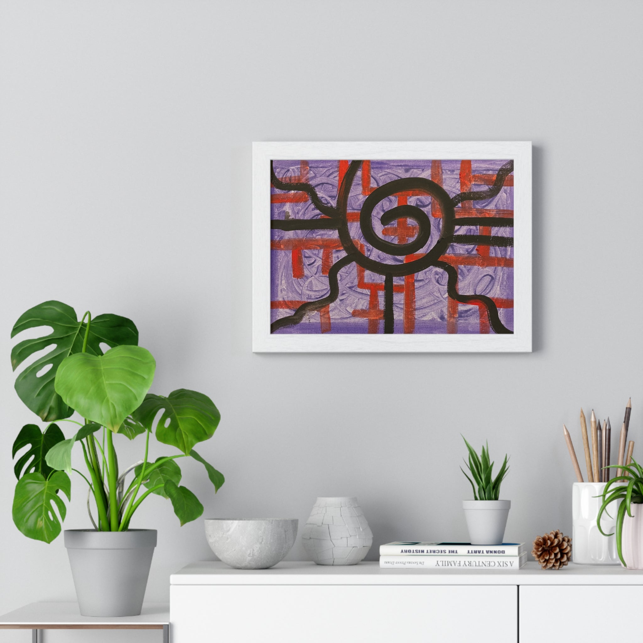 Abstract Spiral Framed Poster — Modern Geometric Wall Art