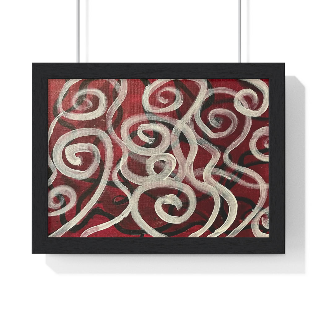 Abstract Red Swirl Framed Poster – Modern Wall Art for Living Room & Office