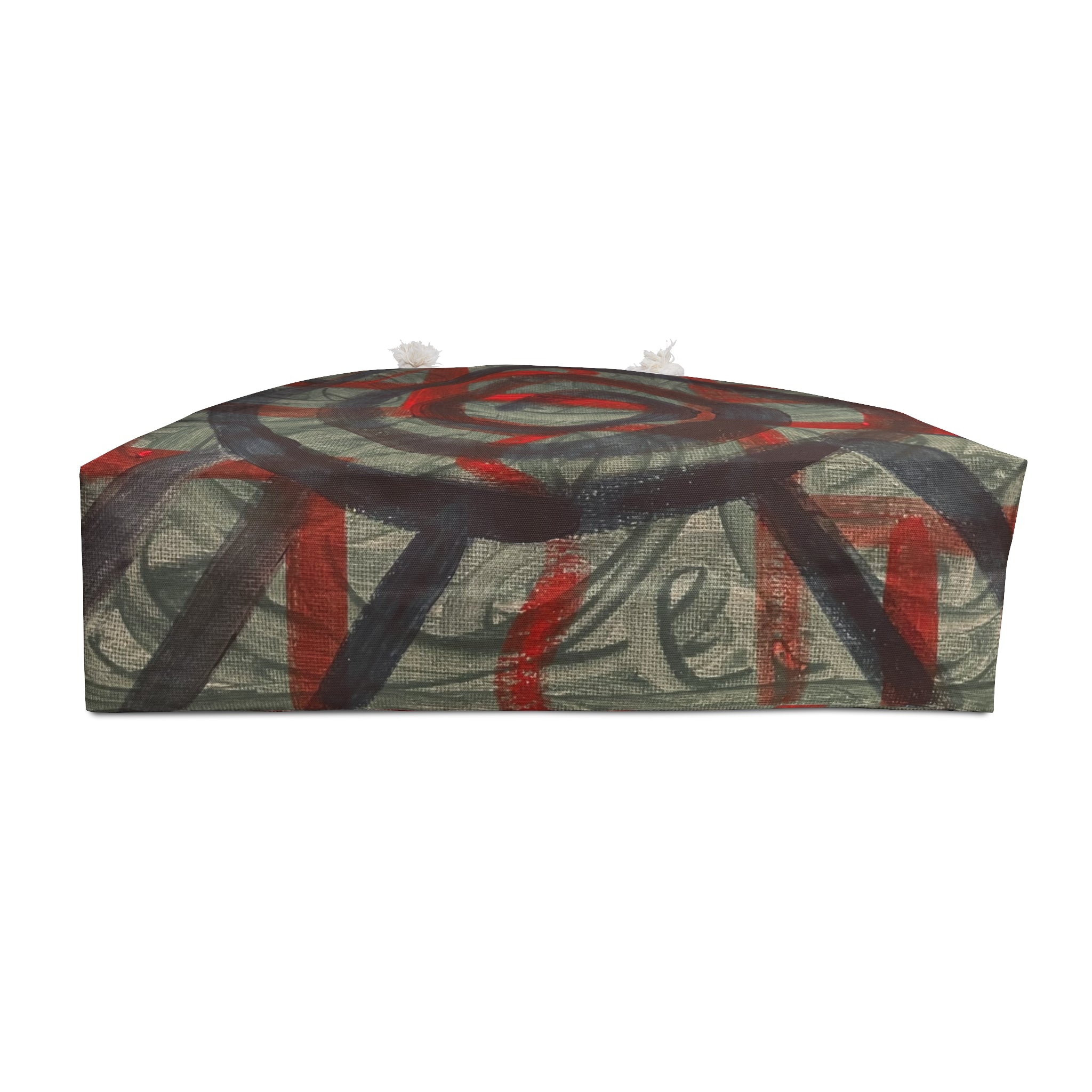 Abstract Spiral Weekender Bag — Red & Olive Travel Tote