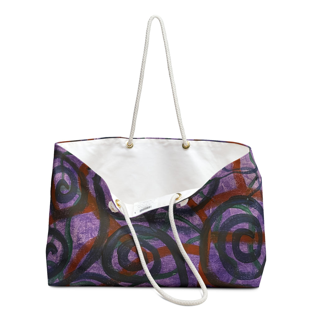 Purple Swirl Weekender Bag — Artistic Travel Tote for Weekend Getaways
