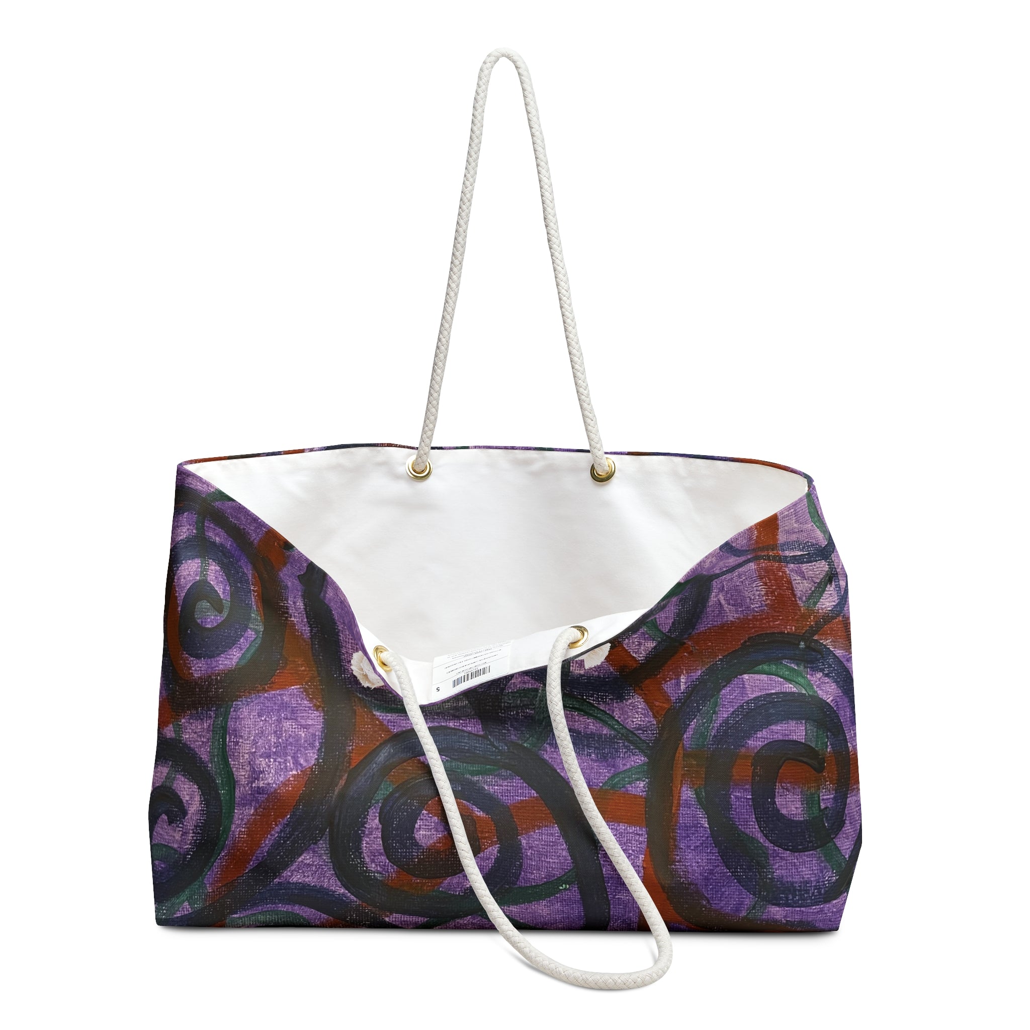 Purple Swirl Weekender Bag — Artistic Travel Tote for Weekend Getaways