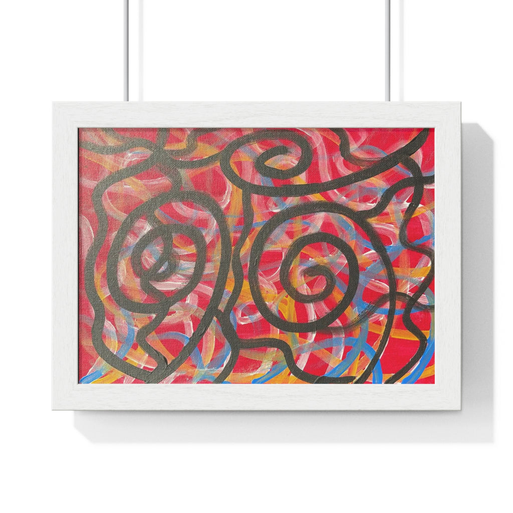 Abstract Red Swirl Framed Poster — Modern Bold Wall Art
